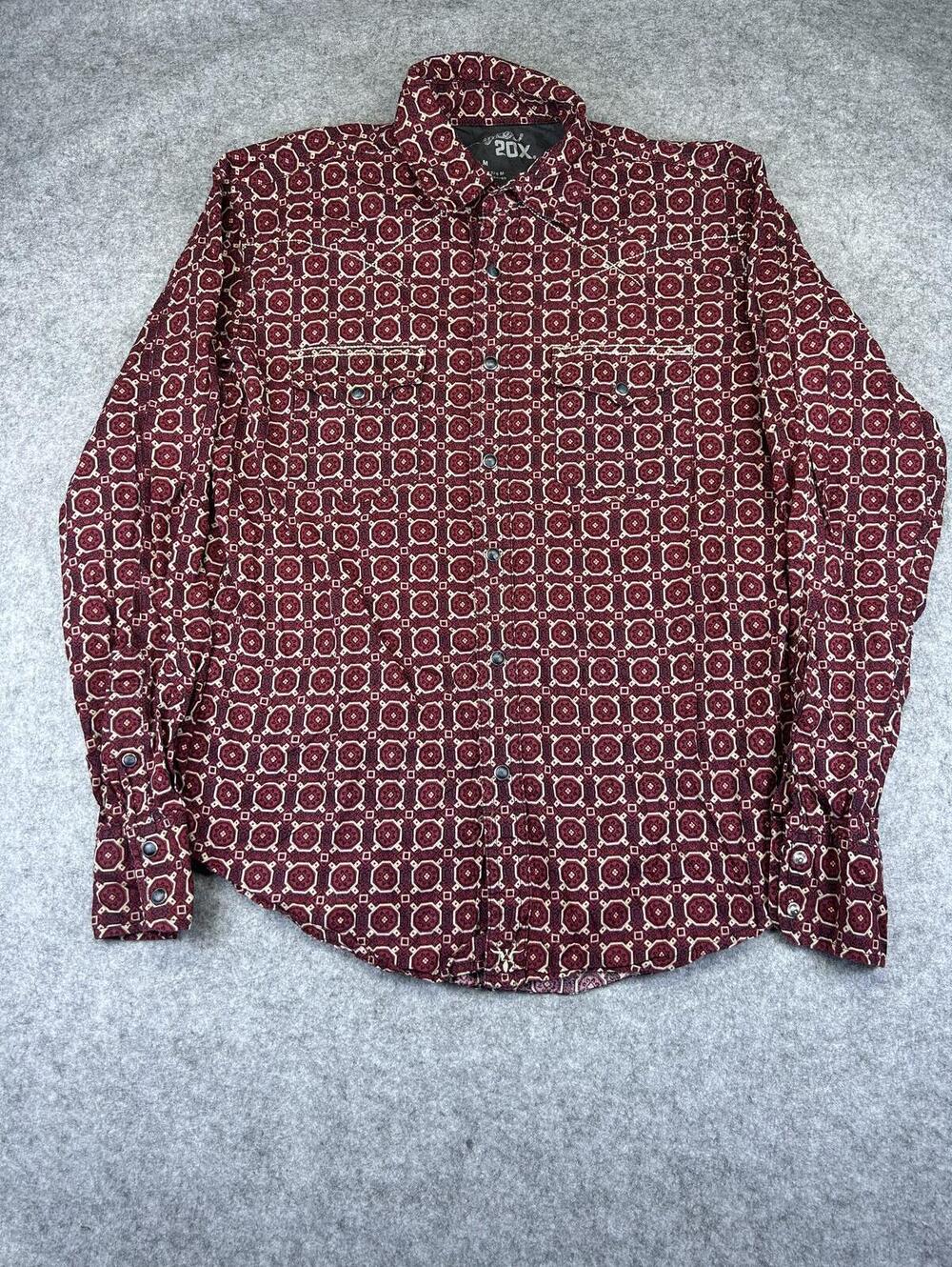 Wrangler Pearl Snap 20x Western Shirt Long Sleeve Men's M Cowboy Rancher Farm